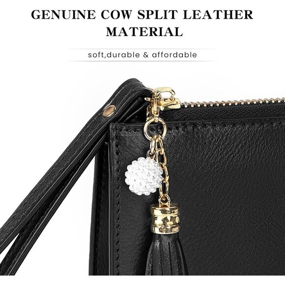 ❤️ Leather Wristlet Clutch for Women Ultra-Slim Ladies Credit Card Holder Wallet - Picture 6 of 9